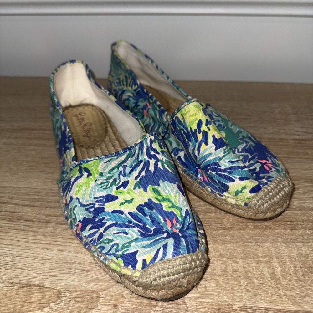Lilly Pulitzer Lia Canvas Espadrille‎ Shoes Wade and Sea Sz 8 NWOB Cloth Textile